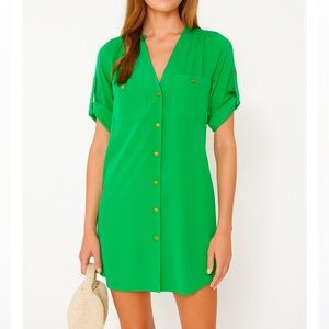 Amanda Uprichard Green Button Down Silk Dress Size Small / P